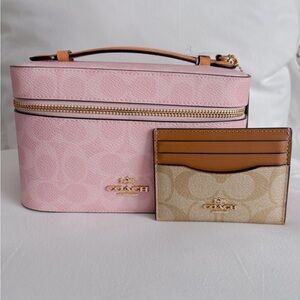 Coach Powder Pink Cosmetic Bag & Coach Card Case